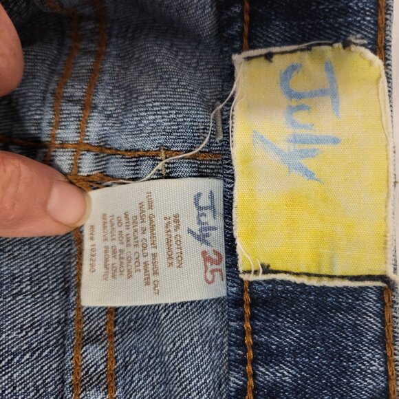 July 25 Womens Distressed Wide-Leg Jeans Size 29 Blue Denim Embellished Pockets - Picture 8 of 10